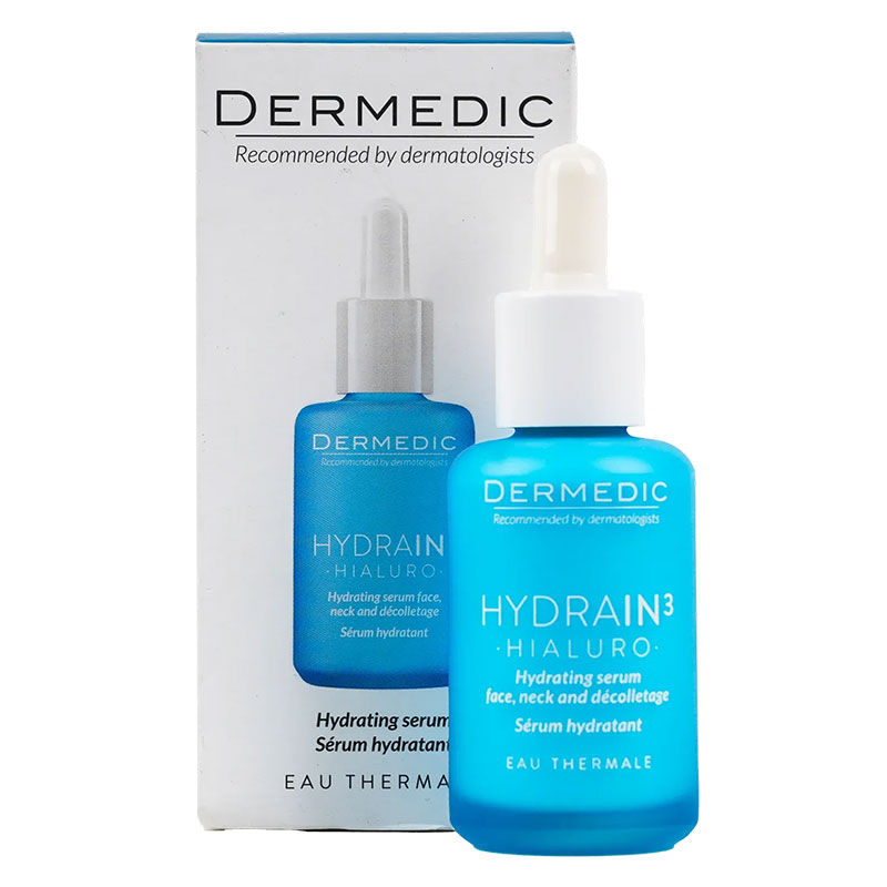 Dermedic-Hydrain3-Hialuro-Serum-For-Face-Neck-And-Decolletage سرم آبرسان قوی درمدیک ، سوپر آبرسان 100 ساعته