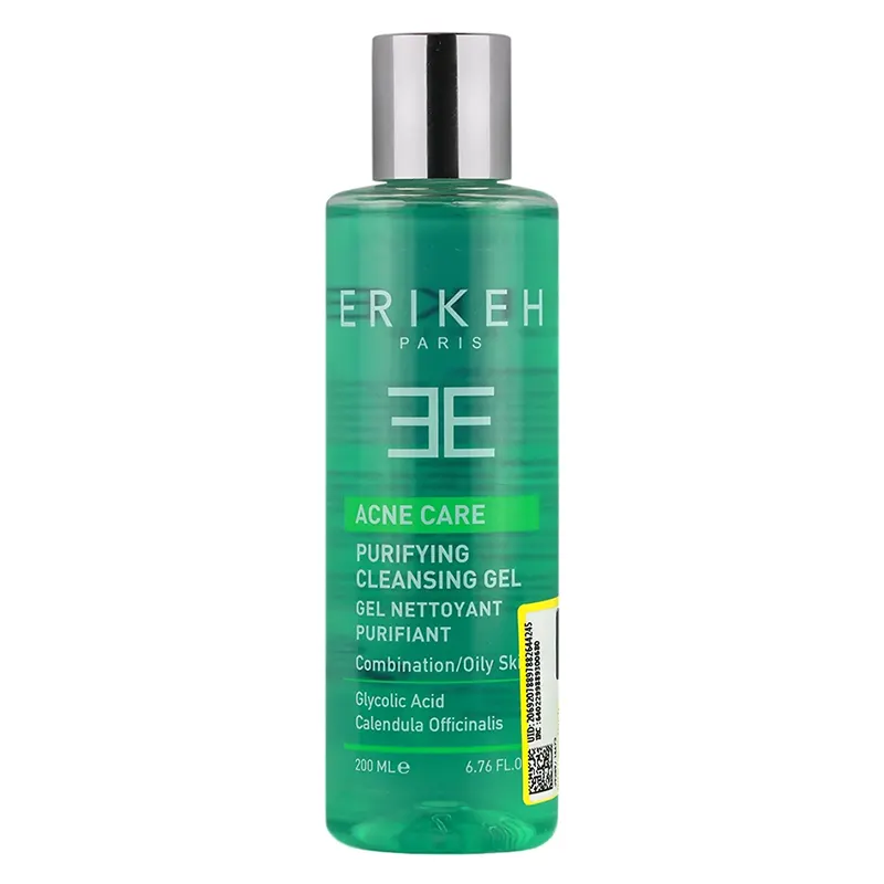 Erikeh Purifying Cleansing Gel For Oily Skin 200ml ژل شستشوی صورت اریکه مناسب پوست چرب ۲۰۰ میلی لیتر